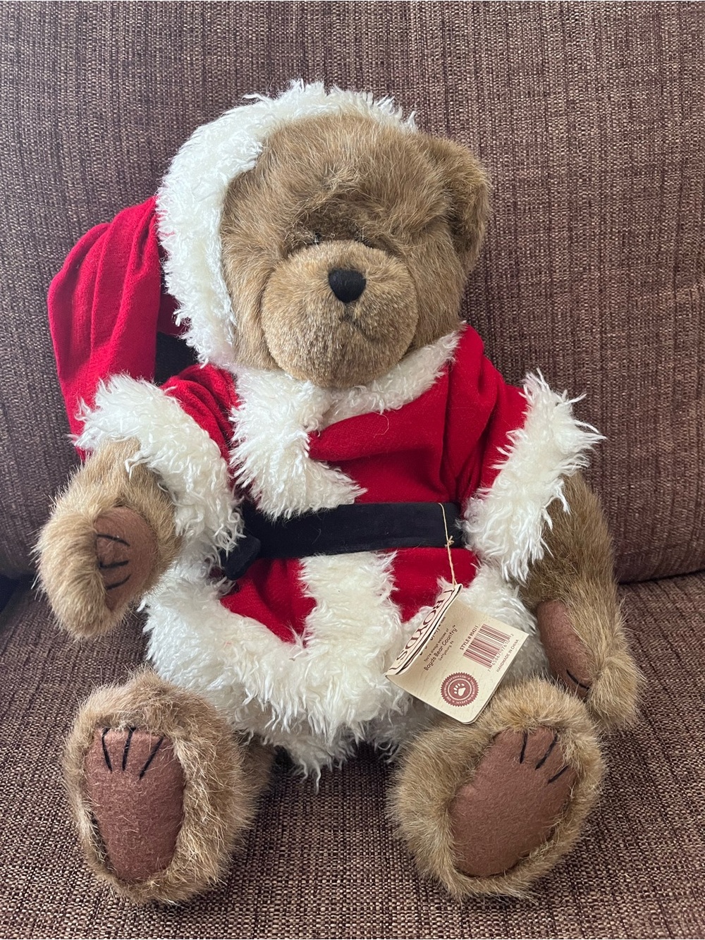 Plush Teddy Bear in Red & White Santa Outfit